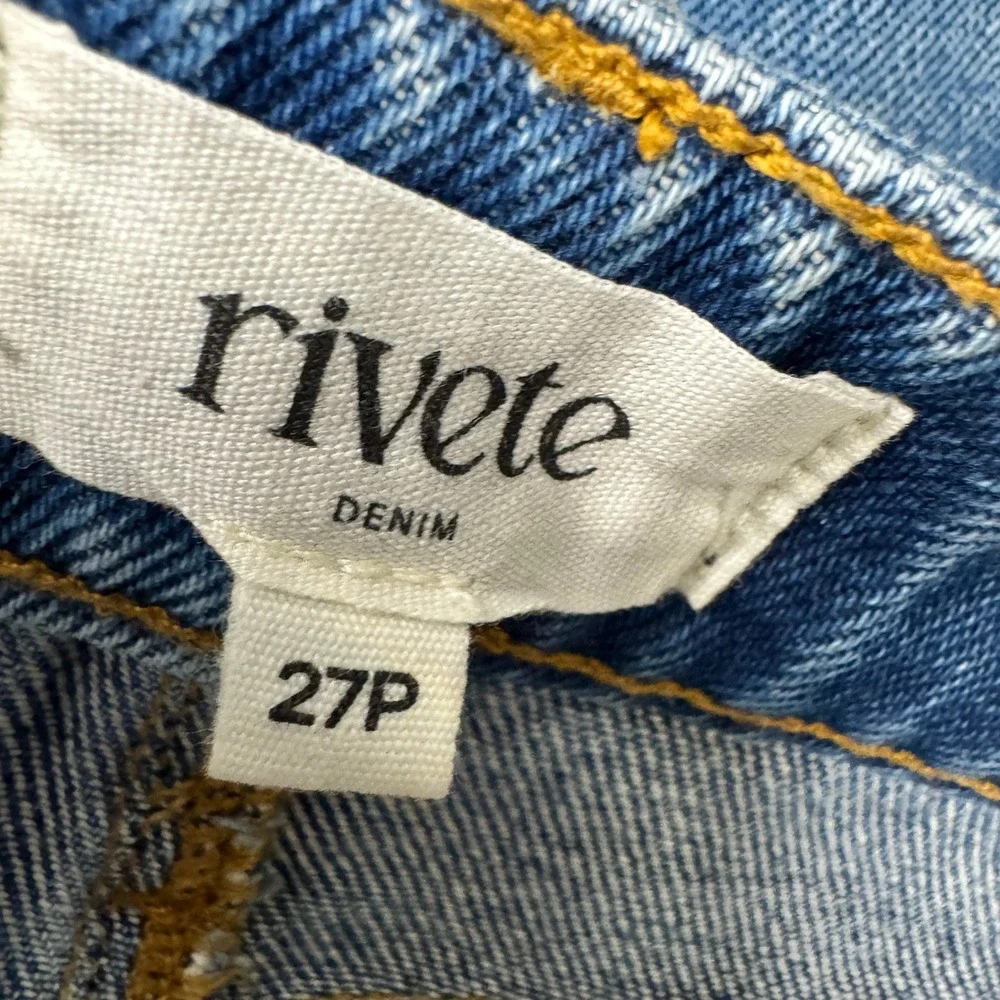 Rivete Barrel Jeans Womens 27 Petite 27P (29x25) Blue High Rise Denim Boho Crop